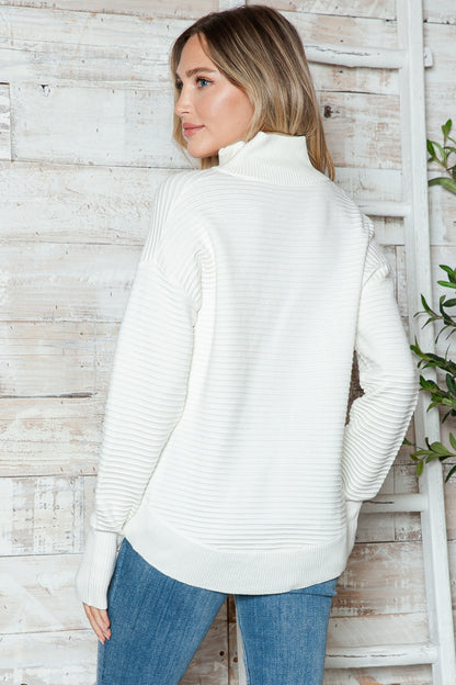 10010088786 Half Zip Long Sleeve Knit Top