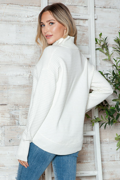 10010088786 Half Zip Long Sleeve Knit Top