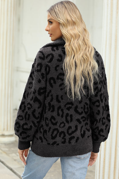 10010059515-Leopard Half-Zip Sweater