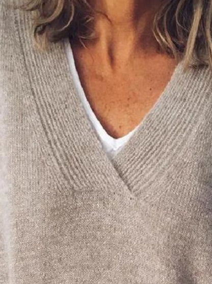 V-Neck Dropped Shoulder Sweater