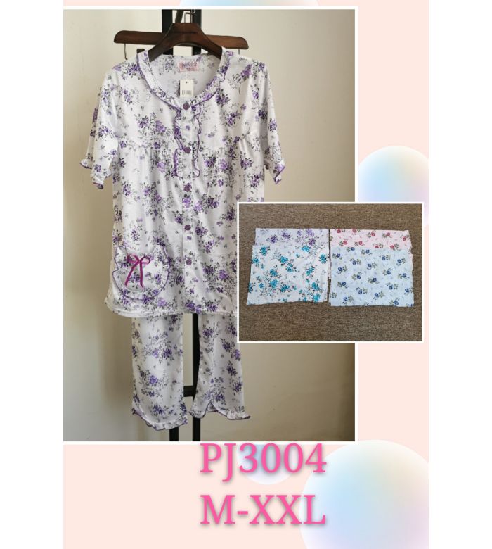 Paris Pink Soft Cotton Short Sleeve / Long Pant Pajama Sleep Set